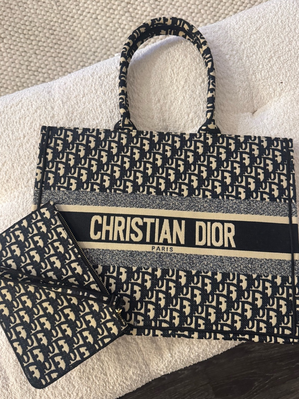 Navy & Cream Tote with Pouch